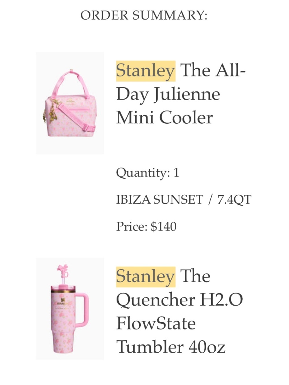 STANLEY + LOVESHACKFANCY Julienne Mini Soft Cooler • IBIZA SUNSET - Picture 3 of 7